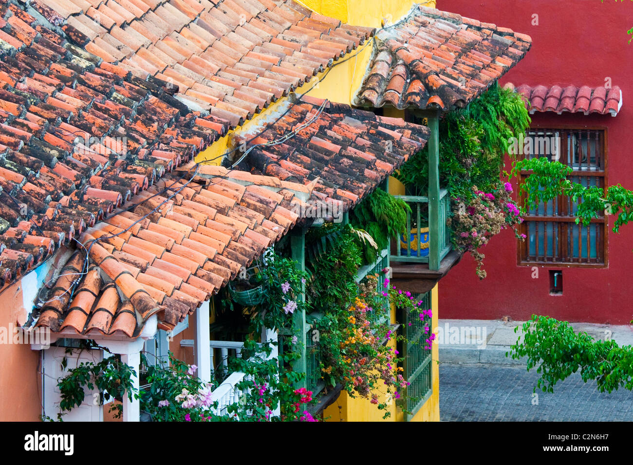 A street scene in Old Town Cartagena, Colombia