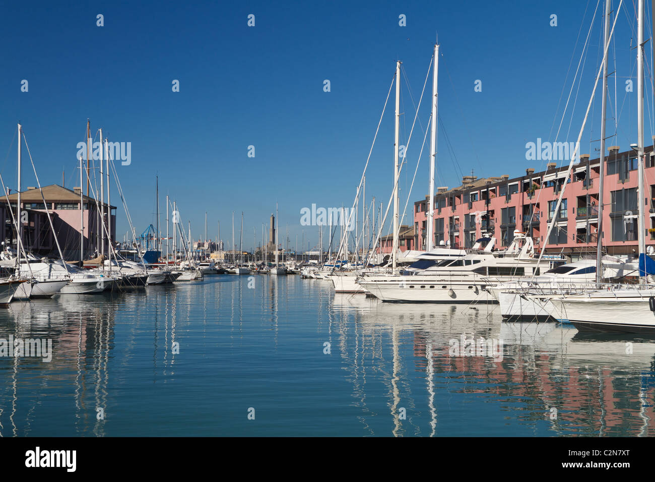 the touristic port in Genova, Italy on a beautiful sunny day Stock Photo