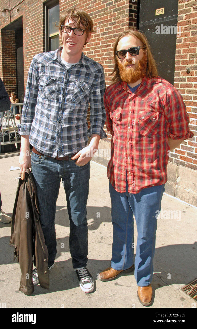 Patrick Carney and Dan Auerbach of the band the Black Keys outside