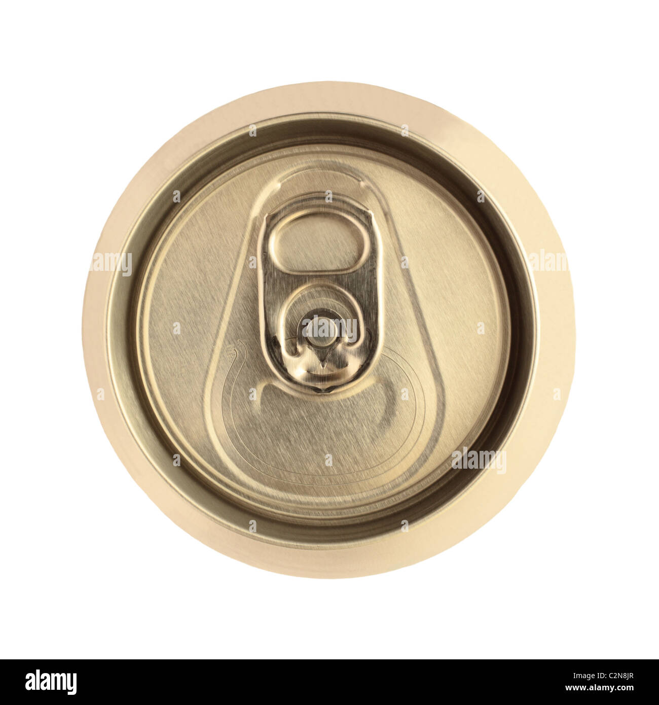 Top of an unopened drinks can isolated on a white background Stock Photo