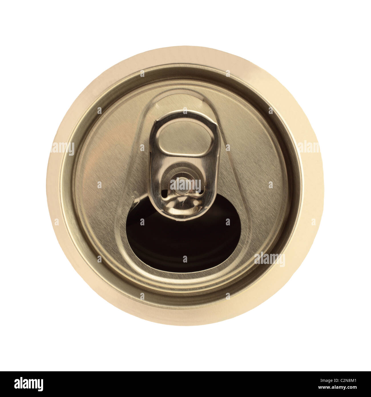 Top of an opened drinks can isolated on a white background Stock Photo