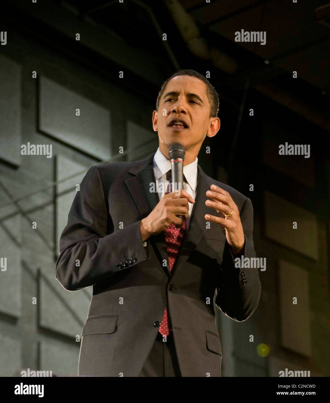 Democratic presidential candidate Senator Barack Obama speaks during a rally at Muhlenberg College Allentown, Pennsylvania - Stock Photo