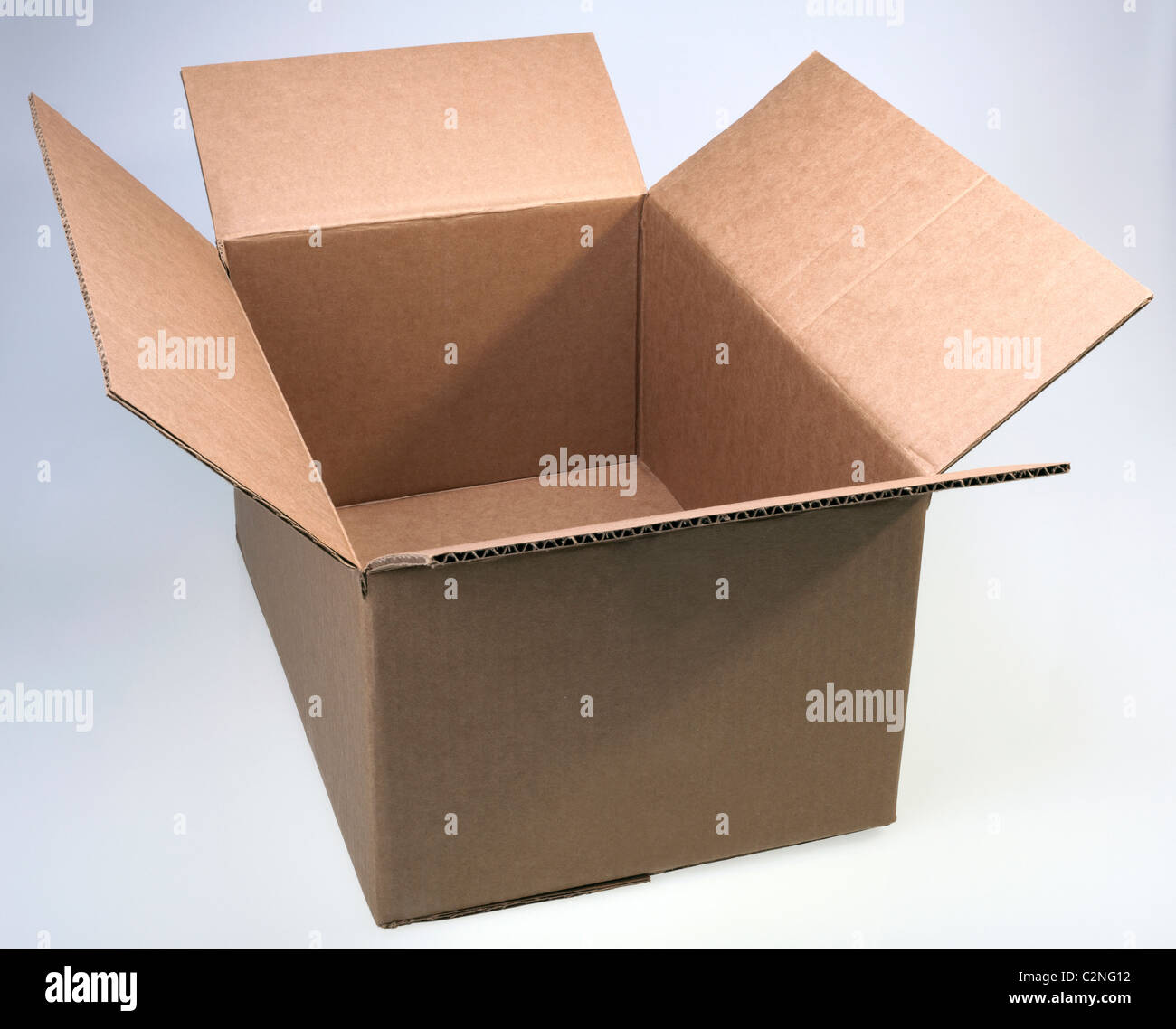 Cardboard brown box open, for design layout Stock Photo