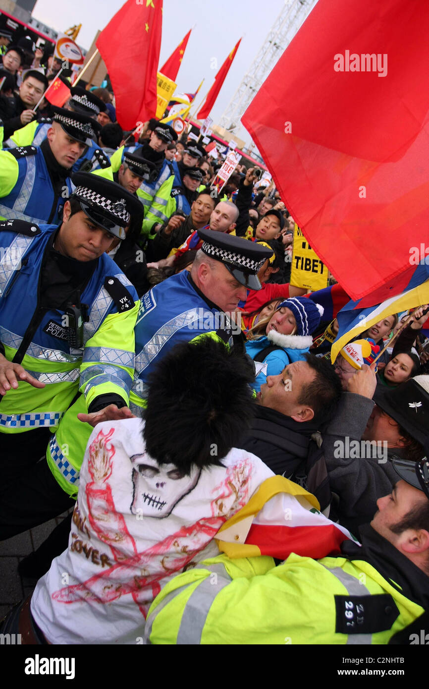 Free Tibet Protest at The Beijing 2008 Olympic Games torch relay London ...