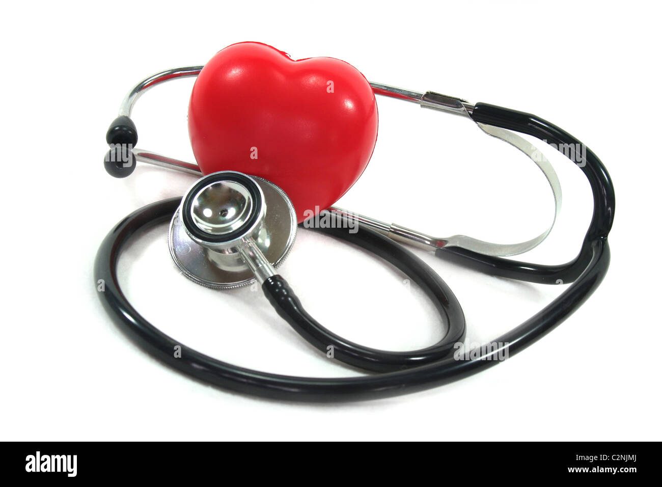 Stethoscope with red heart on a white background Stock Photo - Alamy