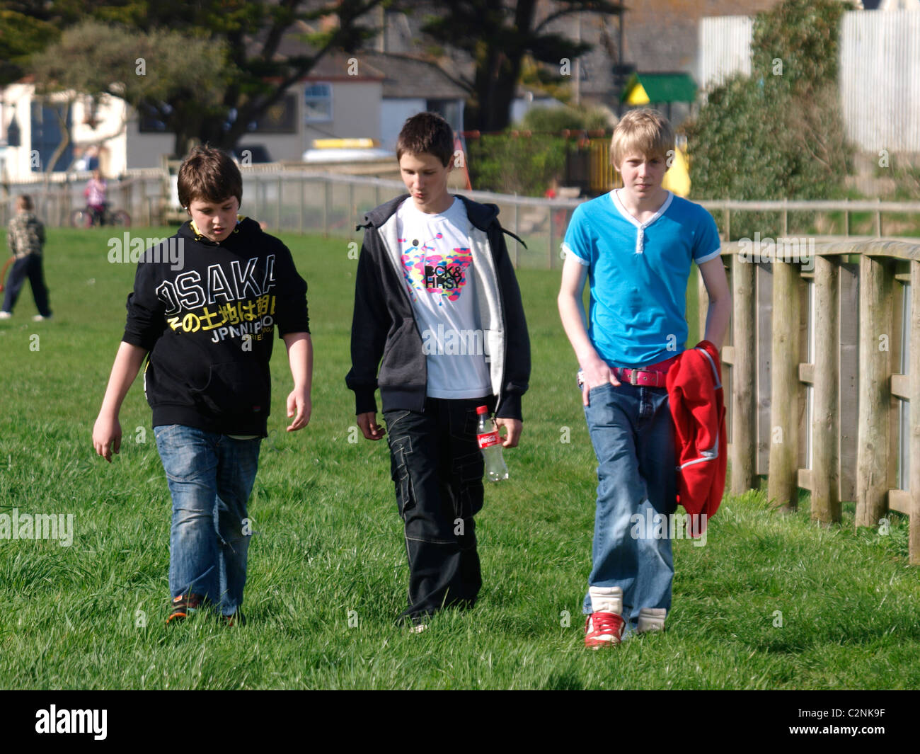 Three young teens, UK Stock Photo