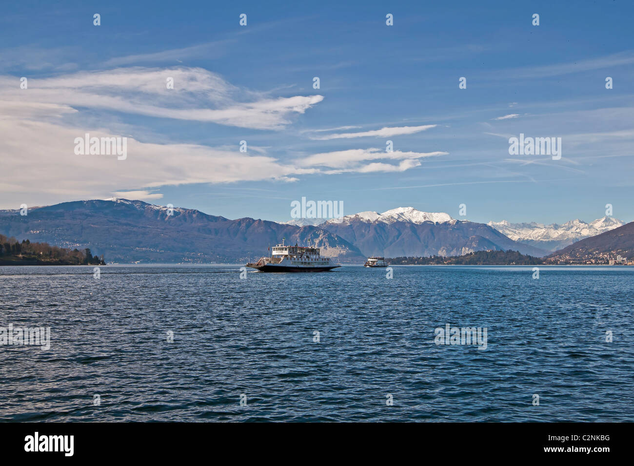 Ferry on the Lake Maggiore Stock Photo