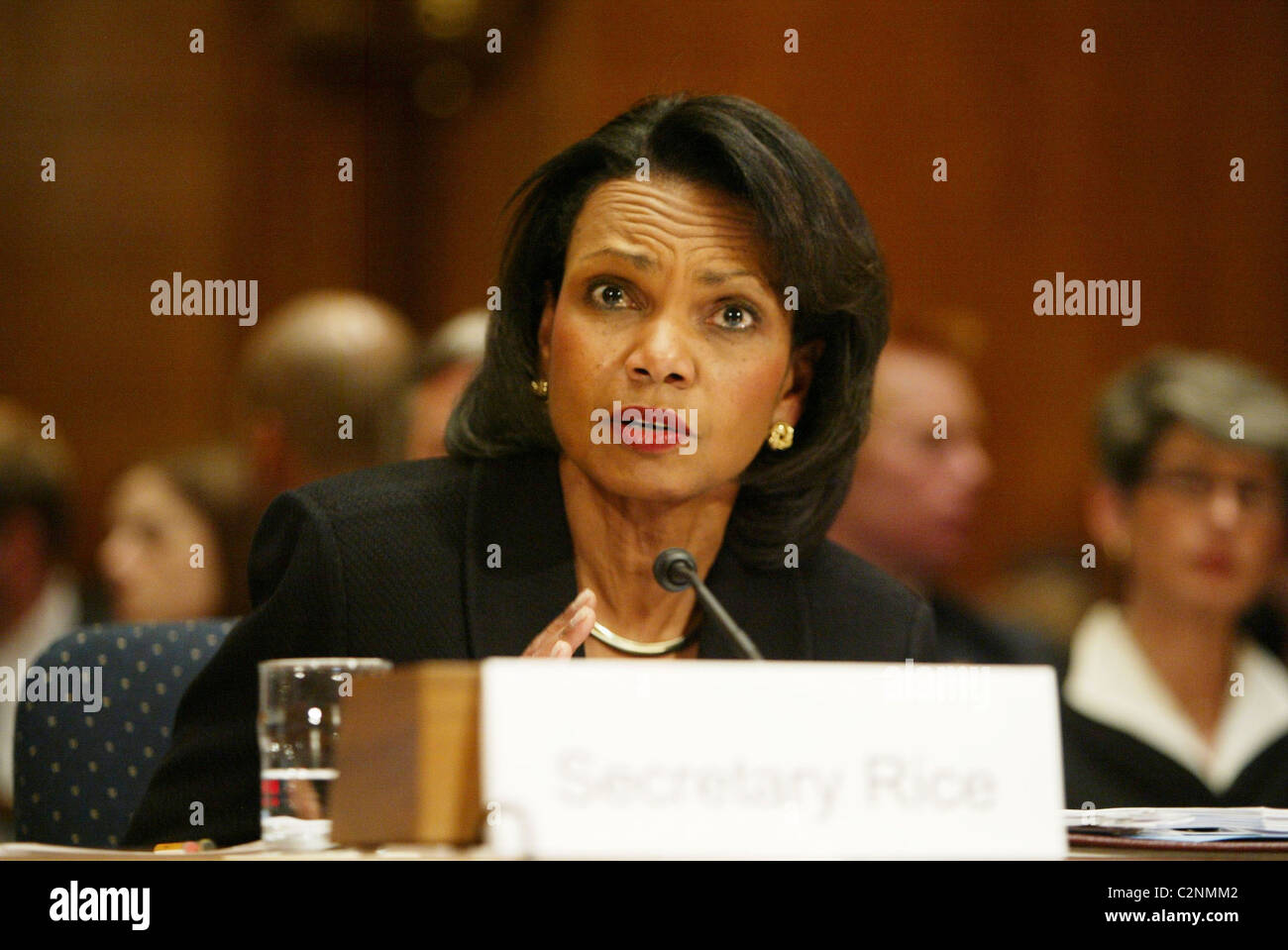 U.S. Secretary Condoleezza Rice testifies during a hearing before the ...