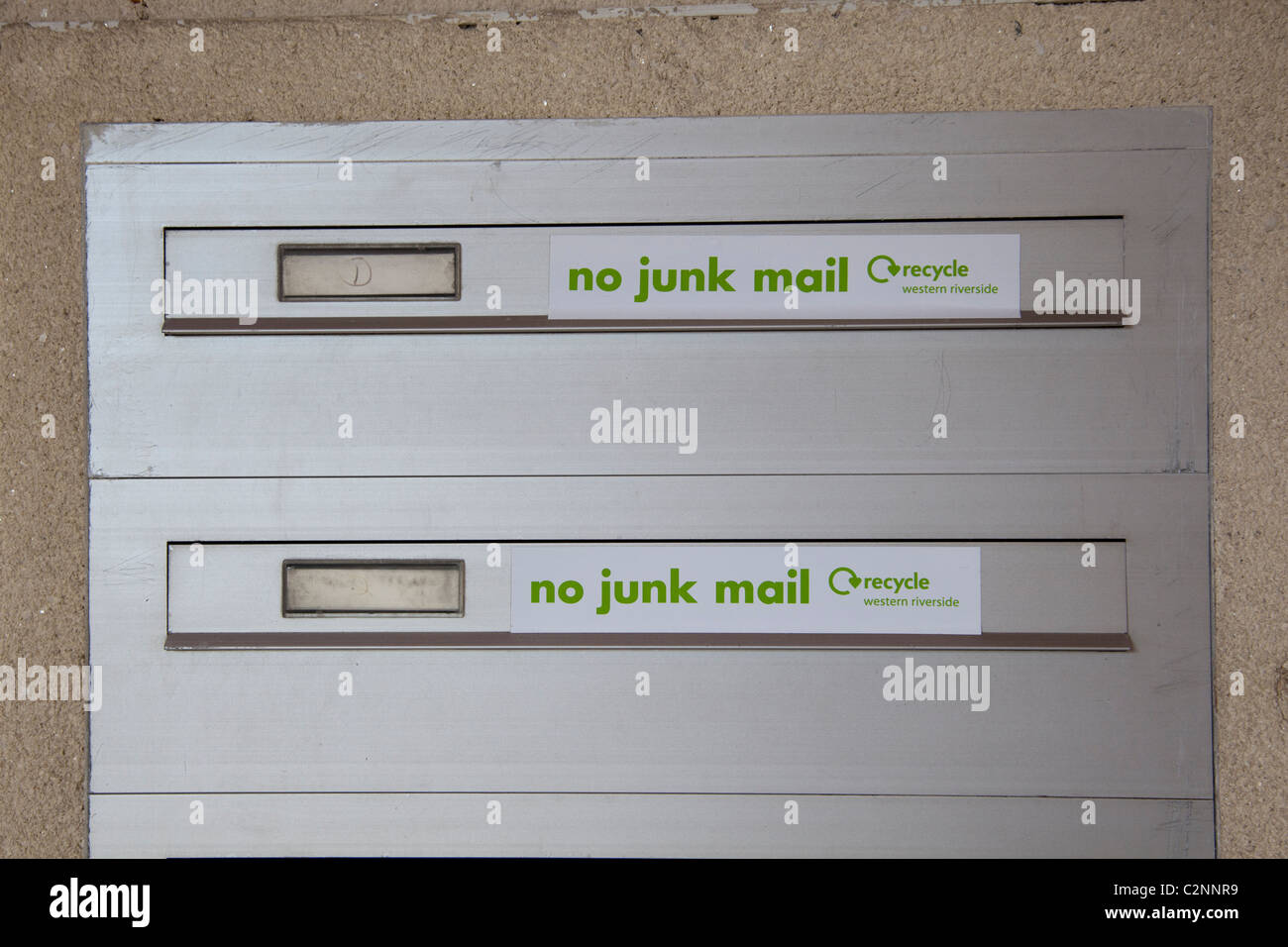 No Junk mail signs on mailboxes Stock Photo Alamy