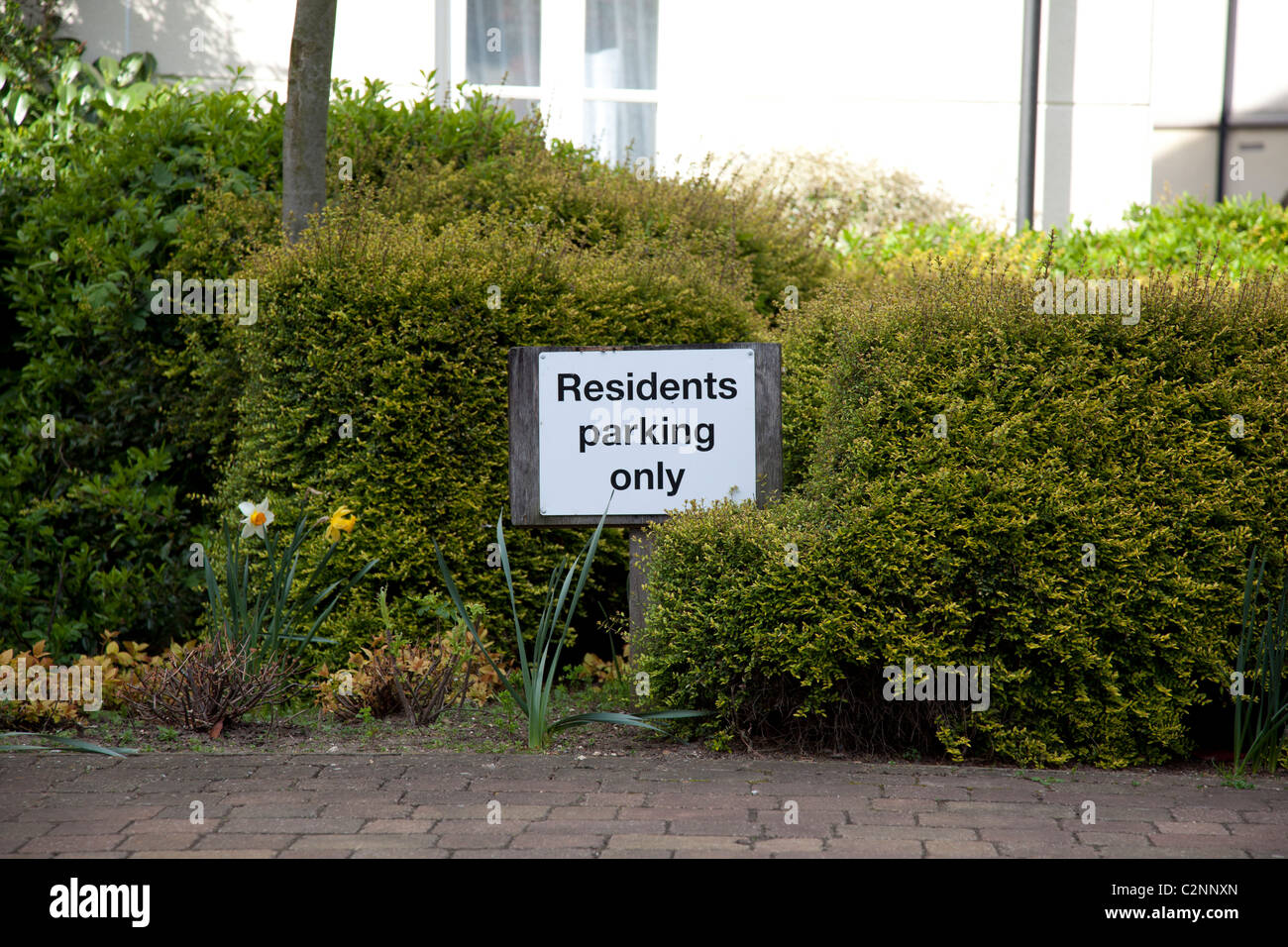 Residents parking only sign in private residential estate Stock Photo
