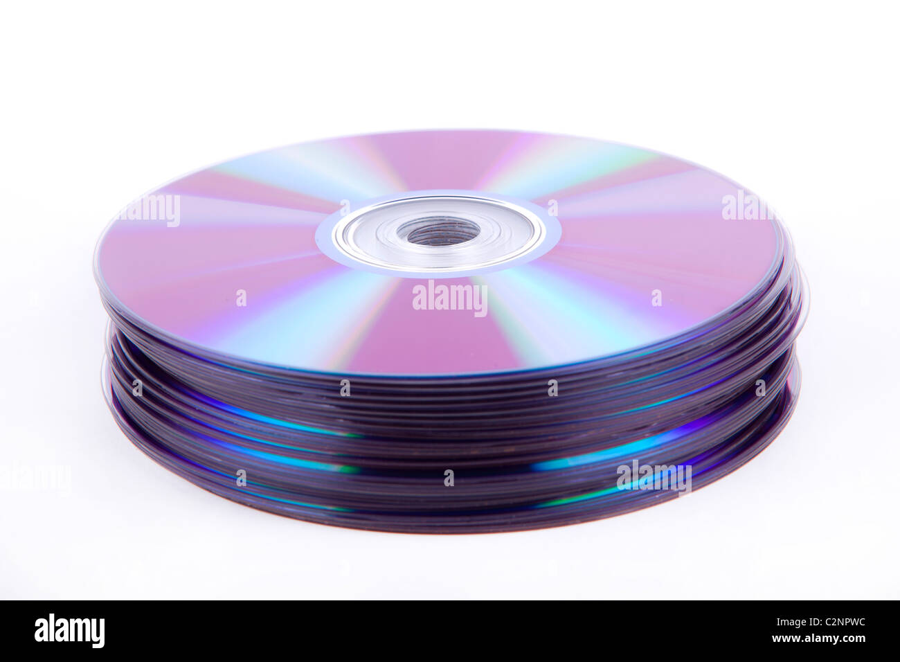 DVD/CD pile, stack on white background Stock Photo