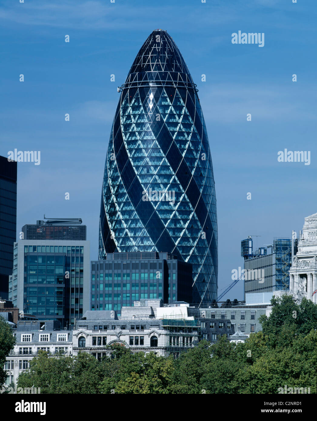 Swiss Re Headquarters, 30 St Mary Axe London. View across river Thames