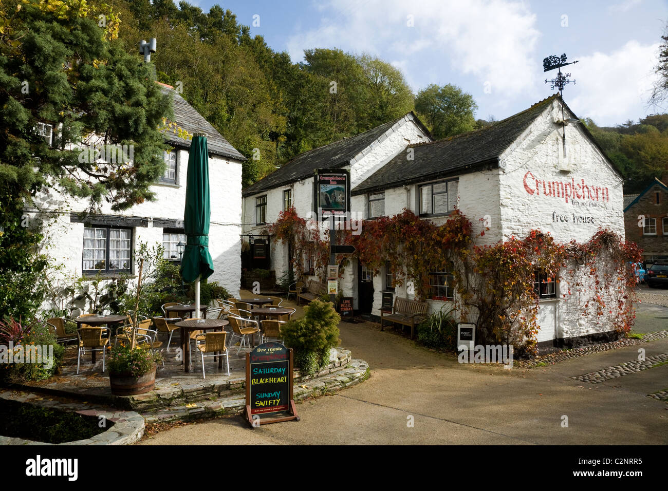 The Crumplehorn Inn / Freehouse / Free House / Pub / public house in Polperro, near Looe. Cornwall. UK. Stock Photo