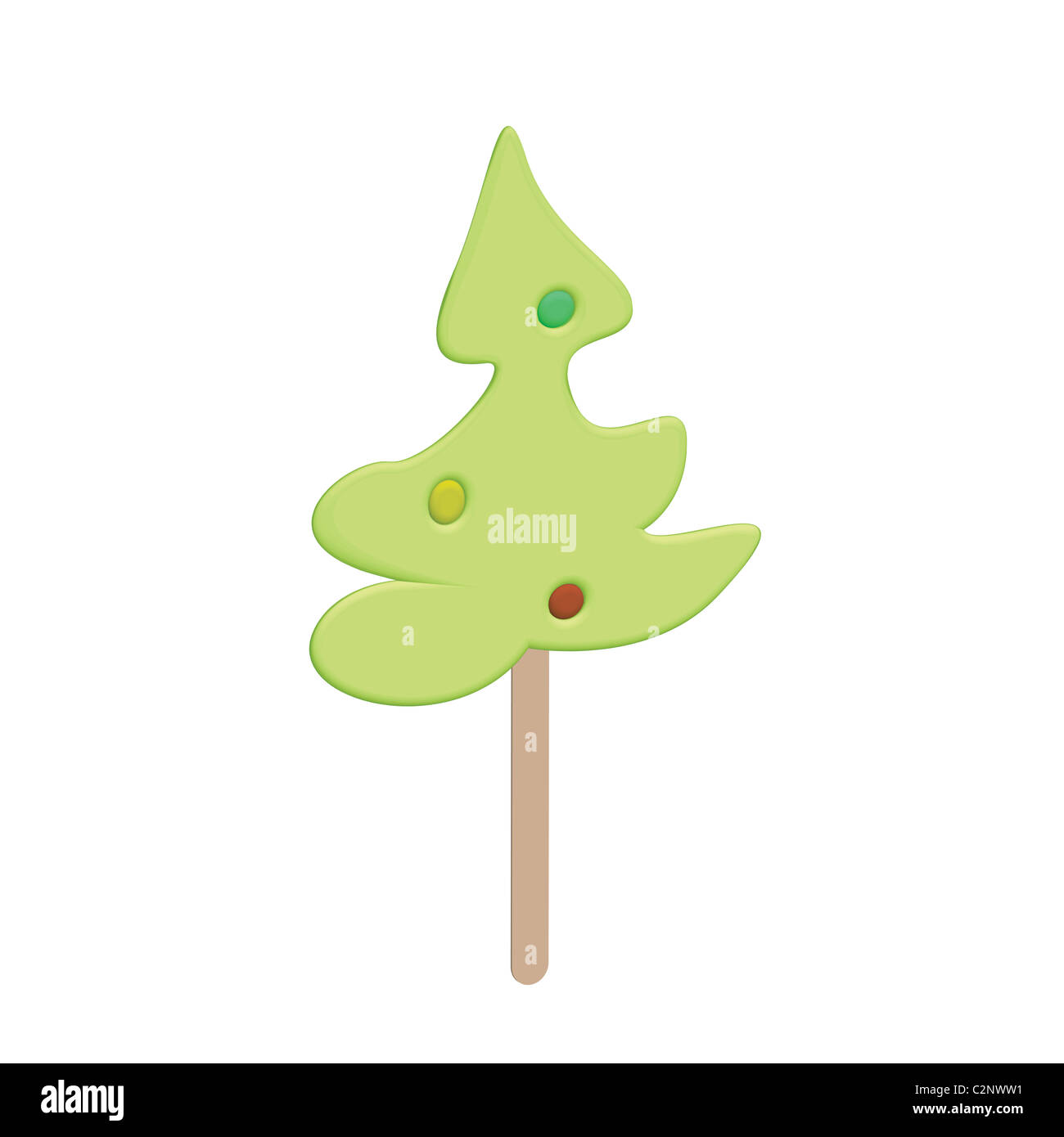 Christmas tree candy on a wooden stick Stock Photo
