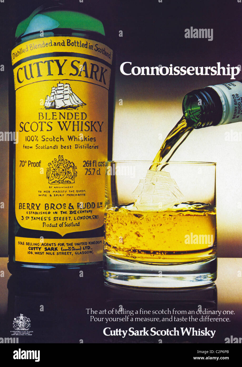 Advertisement for CUTTY SARK blended Scotch whisky in men's magazine circa 1978 Stock Photo