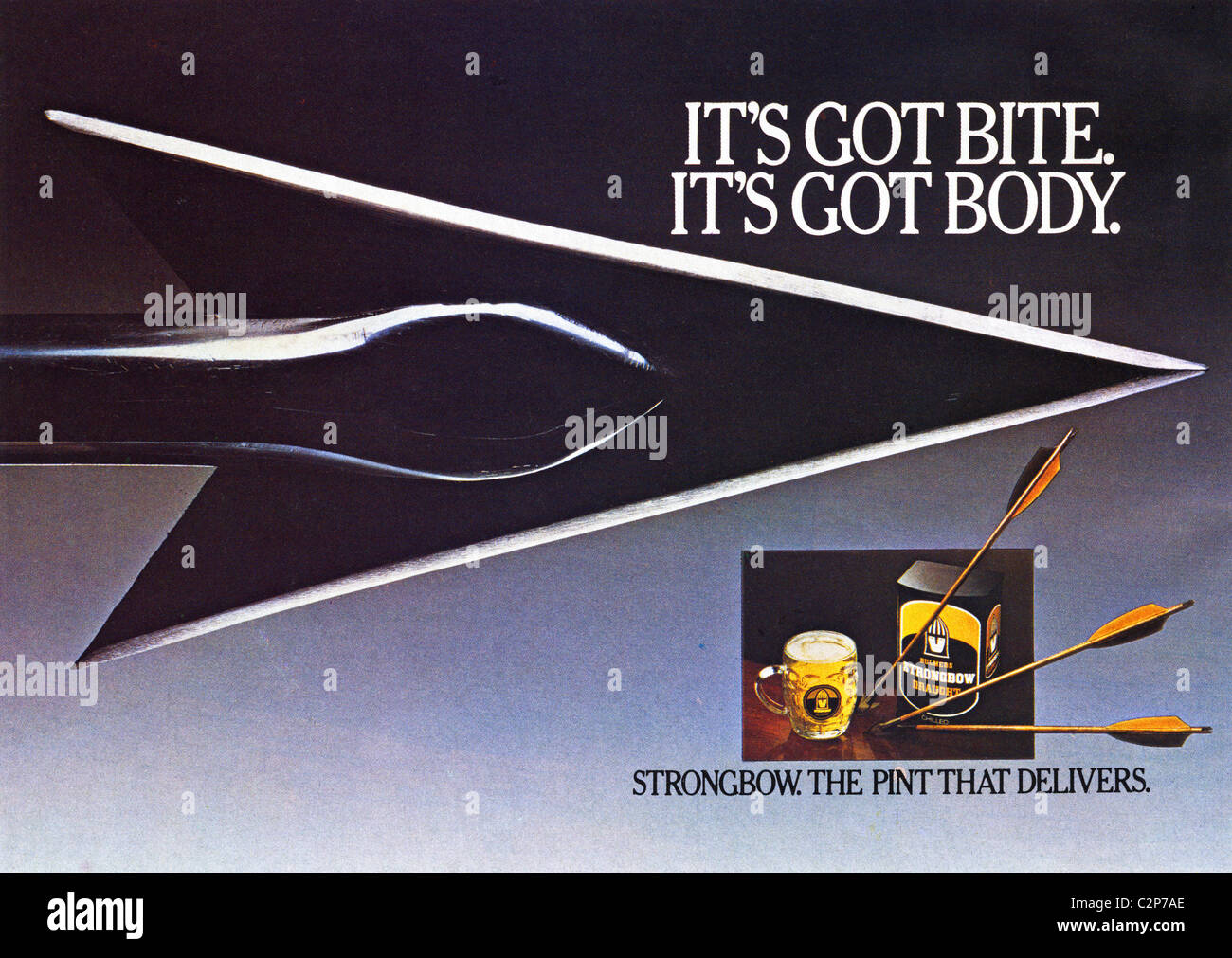 Advertisement for BULMERS STRONGBOW draught cider in men's magazine circa 1978 Stock Photo