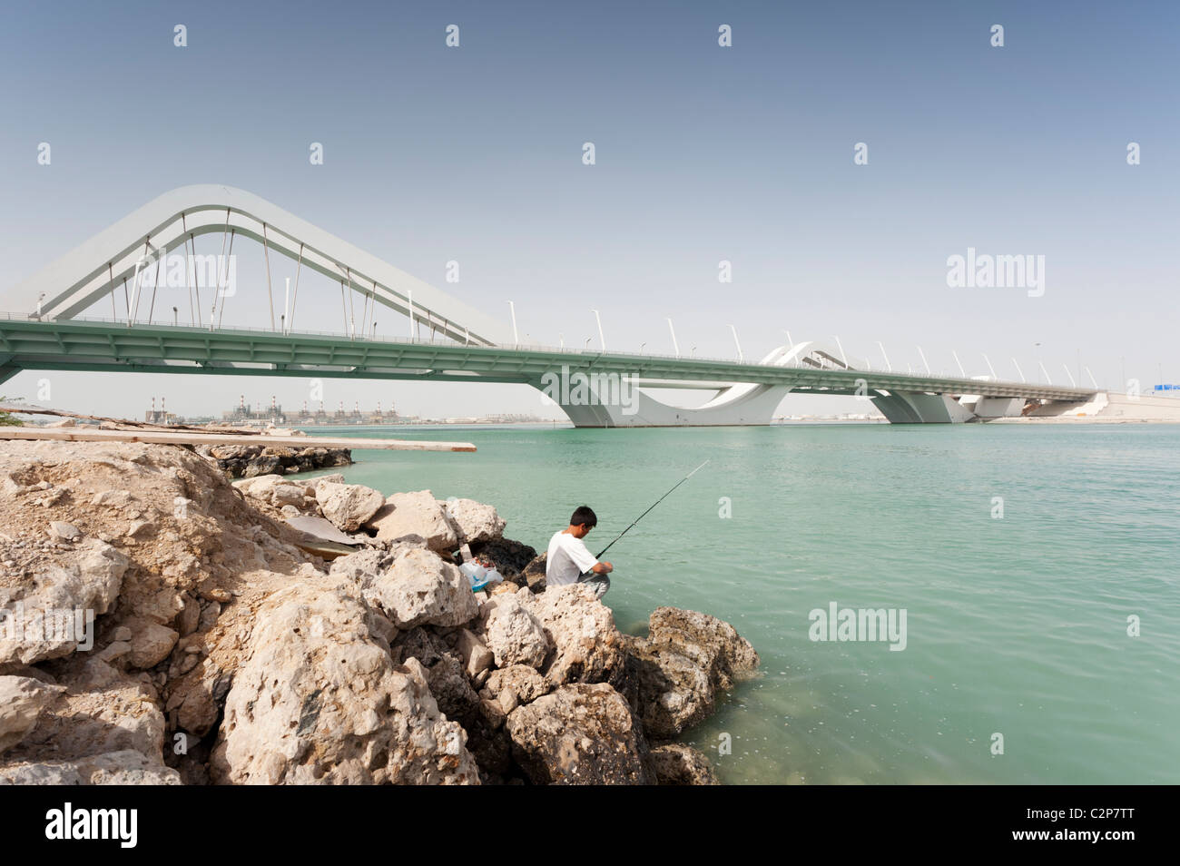 Sheikh Zayed Bridge in Abu Dhabi , United Arab Emirates, Architect Zaha Hadid Stock Photo