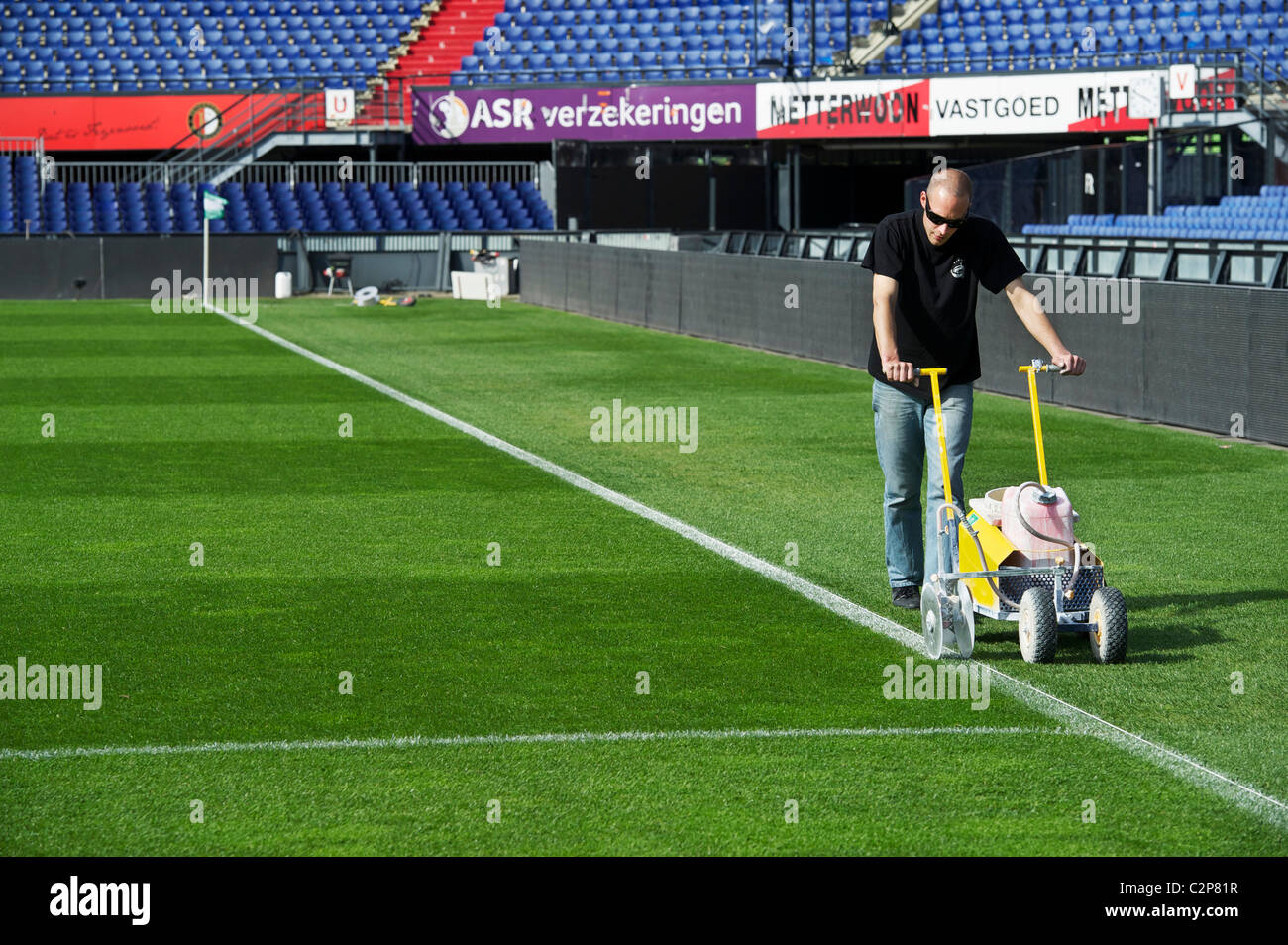 HOLLANDROTTERDAMGroundsman at work at football stadium 'De Kuip