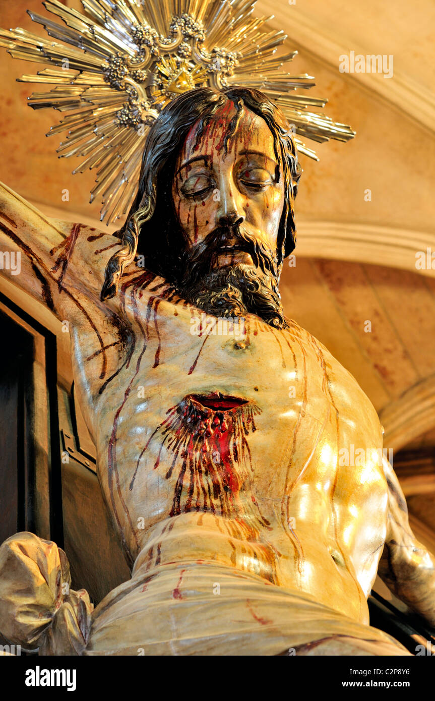 Portugal, Lisbon: Medieval Christ sculpture in the church Santa Maria of Monastery of St. Jerome in Belém Stock Photo