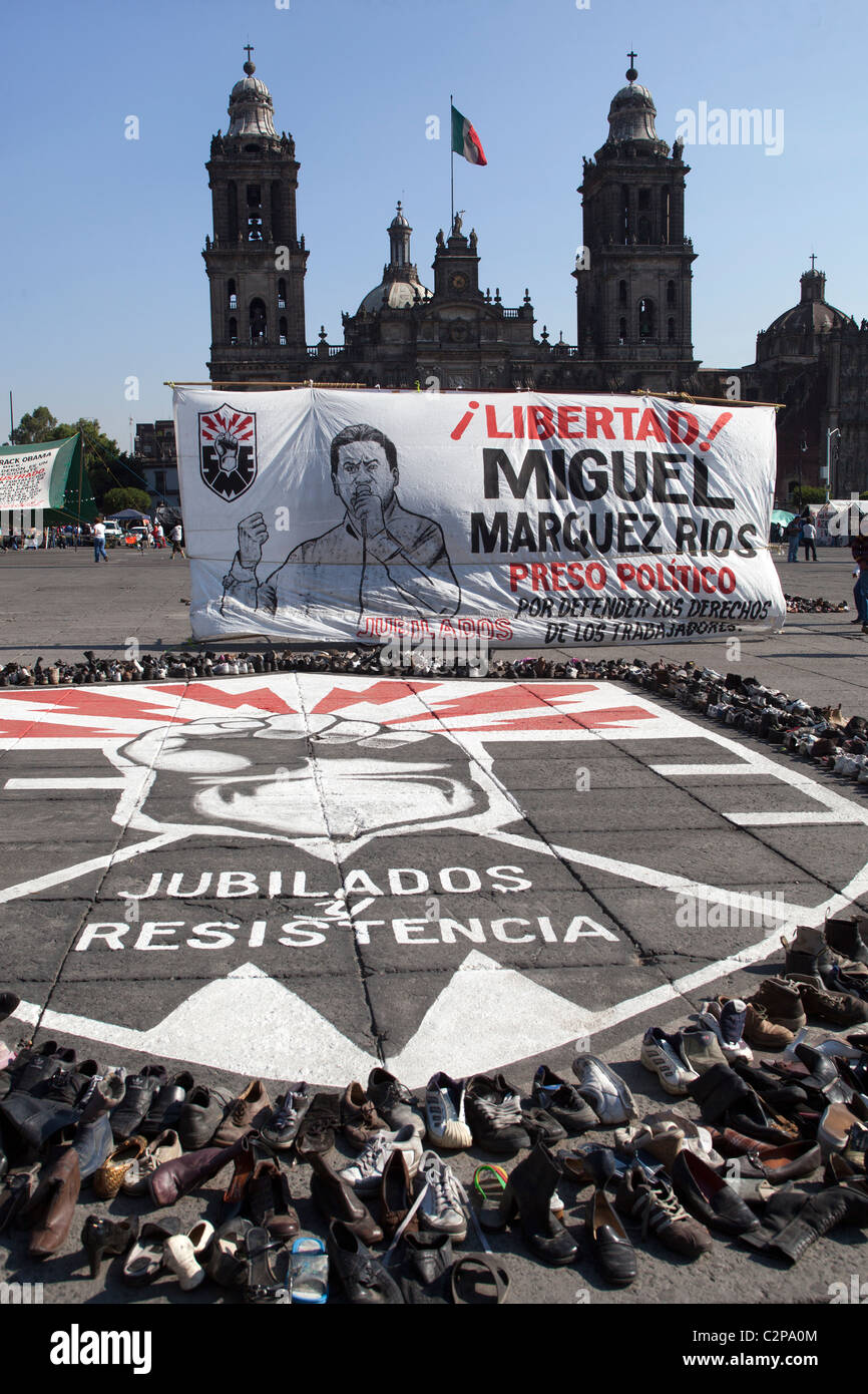 Political Demonstration Zocalo Mexico City Stock Photo