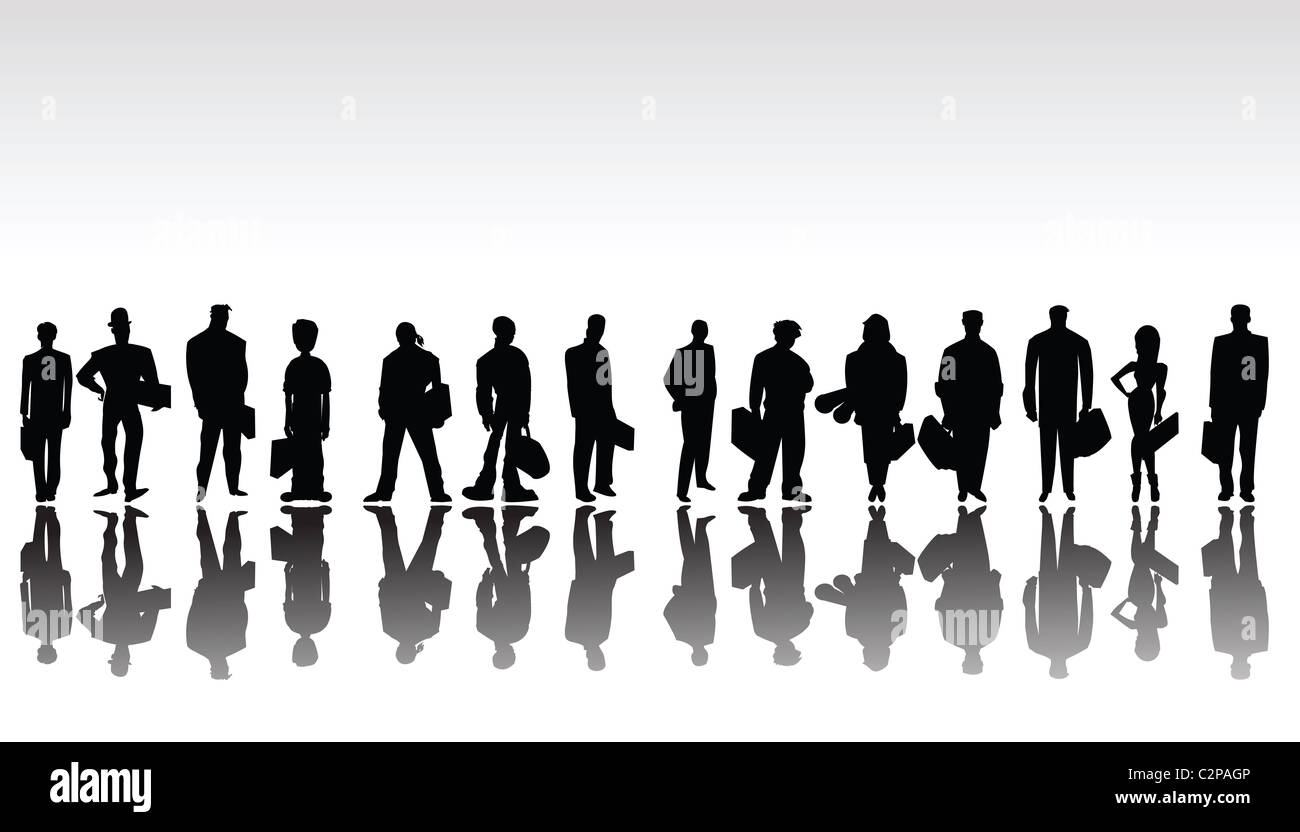 Stylized business people silhouettes Stock Photo