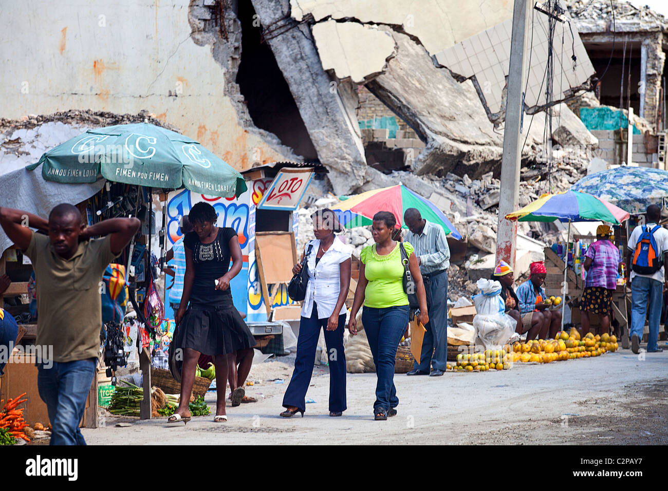 Ruins of Port Au Prince one year after the 2010 earthquake, Haiti Stock ...