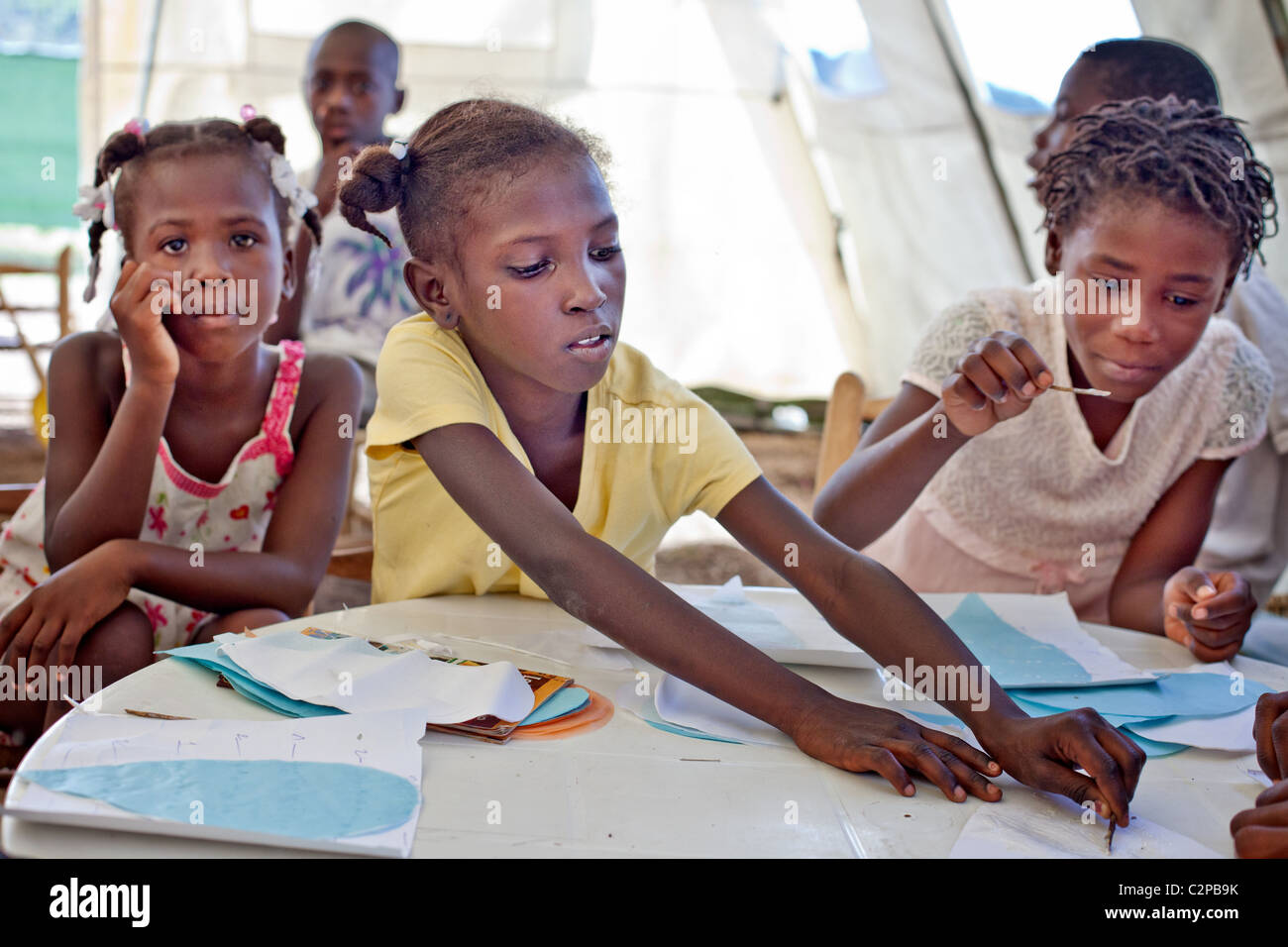 Girls at NGO education centre in Petit Goave, Haiti Stock Photo