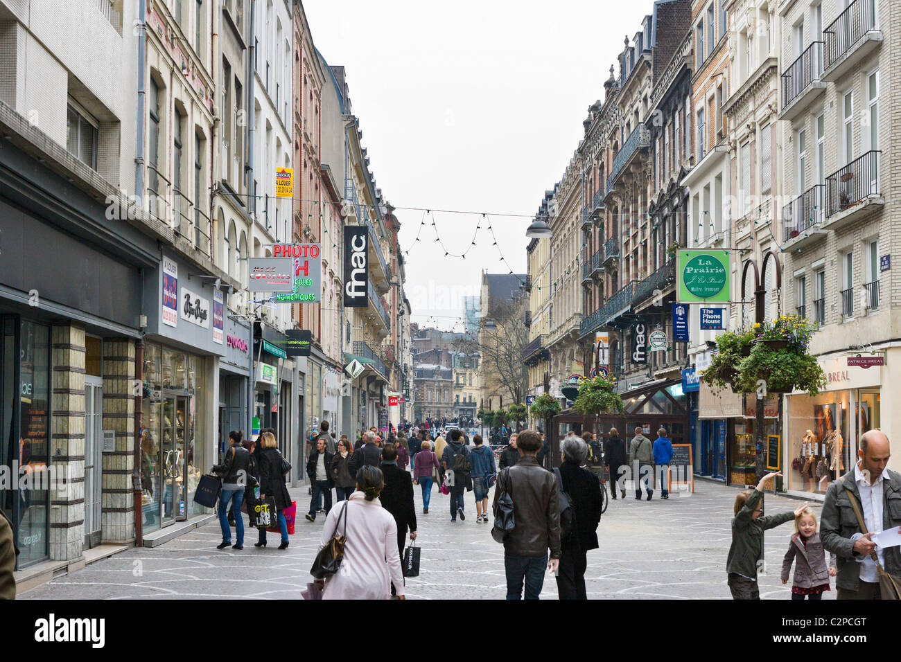 Shops On The Main Shopping Street In The City Centre Lille Stock Photo Alamy