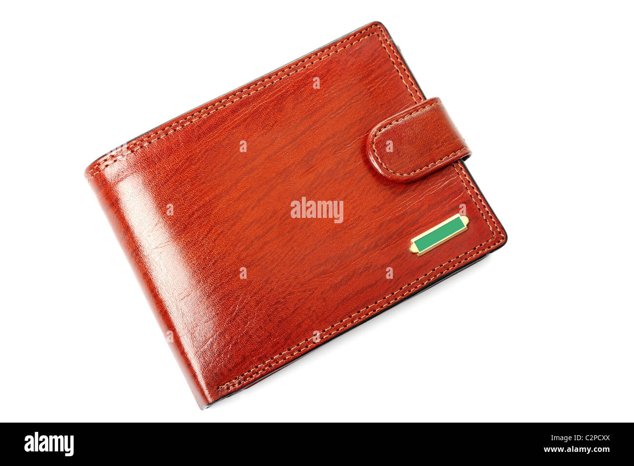 Brown wallet made of high quality leather isolated on white background