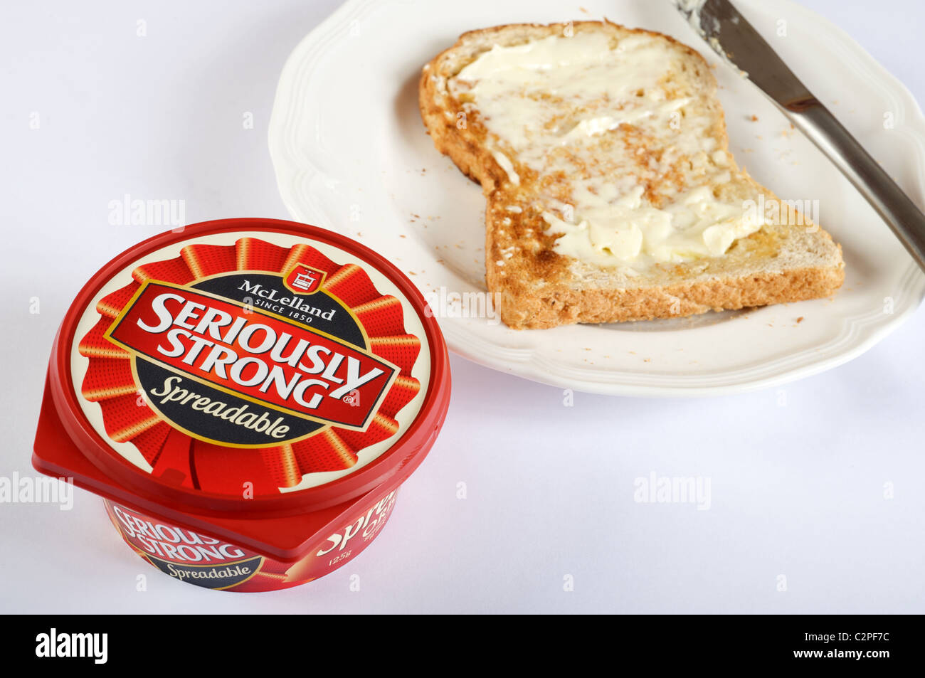 McLelland seriously strong spreadable cheese Stock Photo