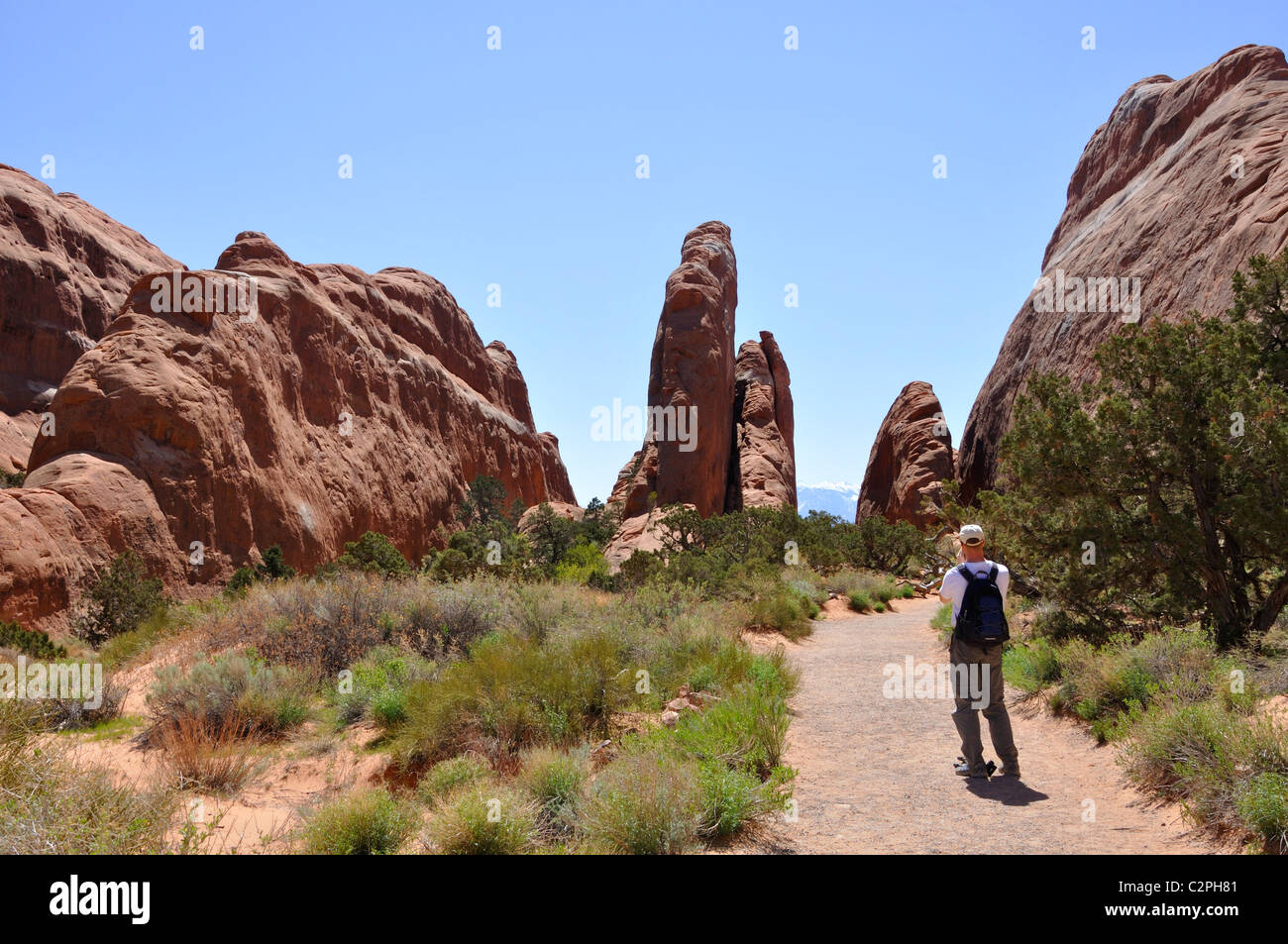 Hiking at arches national park hi-res stock photography and images - Alamy