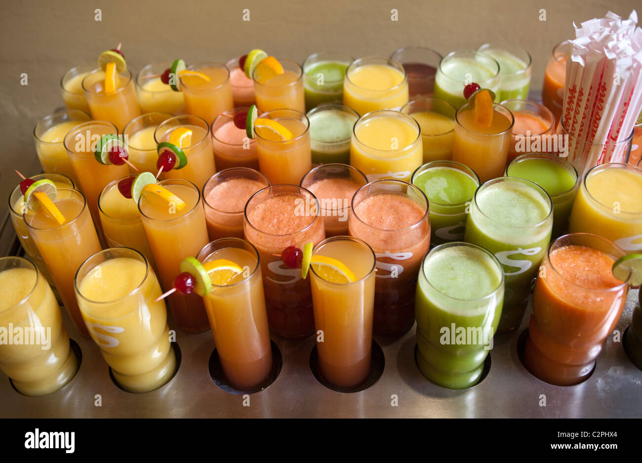Fruit Juice Display at Sanborns Restaurant or The House of Tiles Mexico