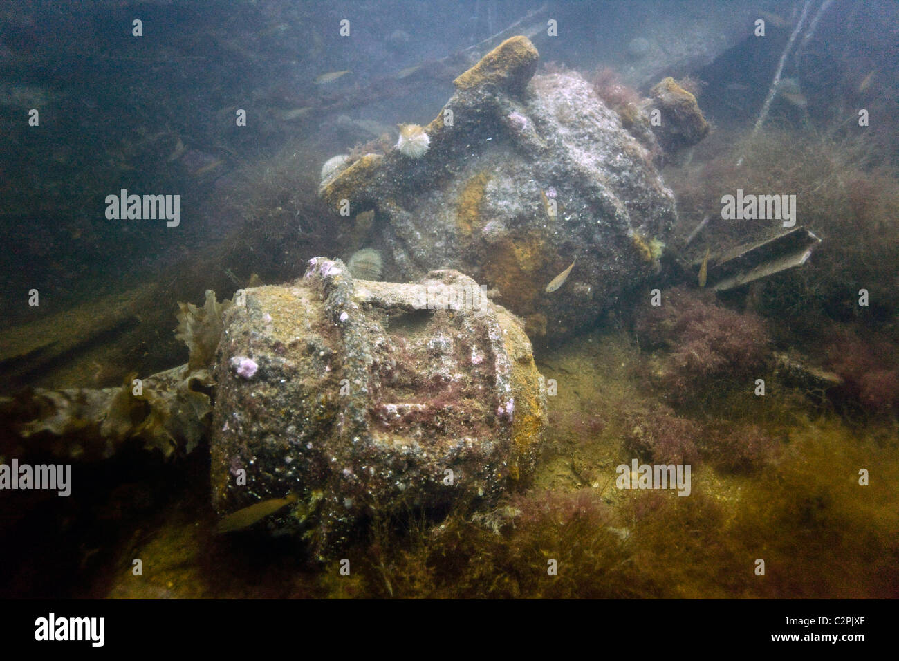 Wreckage from the German destroyer, F2 in Scapa Flow, Orkney Stock Photo