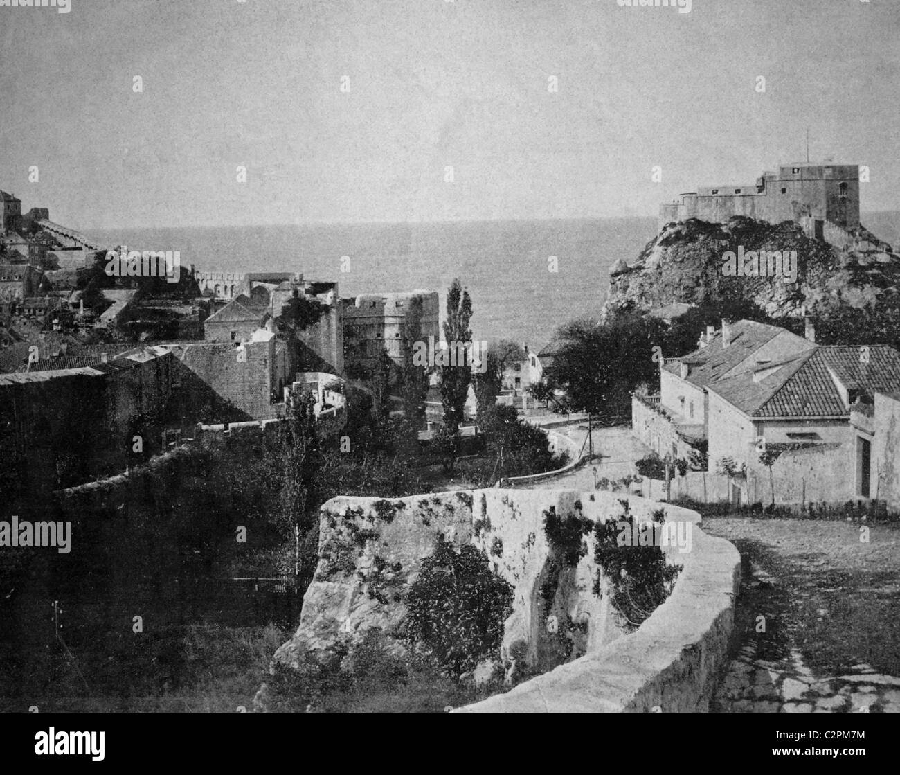 Early autotype of Ragusa, Dalmatia, historical picture, 1884 Stock Photo