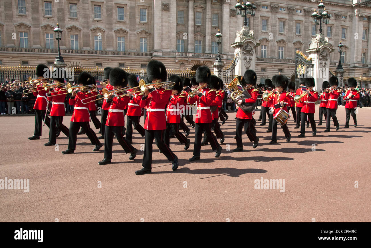 Changing of the Guards at Buckingham Palace in London Stock Photo