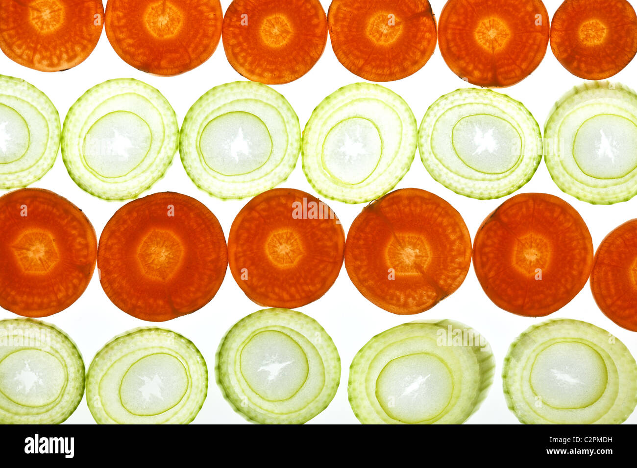 Sliced Vegetables on white Stock Photo