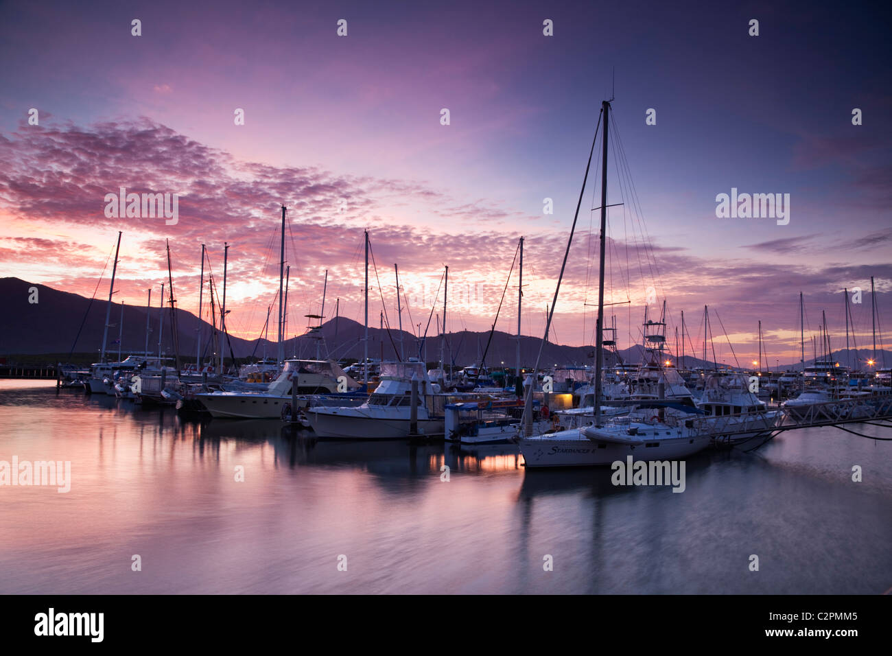 Marlin Marina at twilight. Cairns, Queensland, Australia Stock Photo