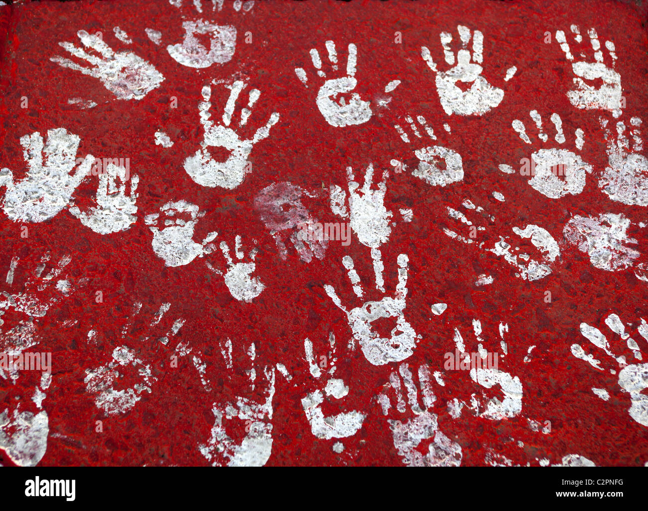 Political Hand Prints Demonstration Zocalo Mexico City Stock Photo
