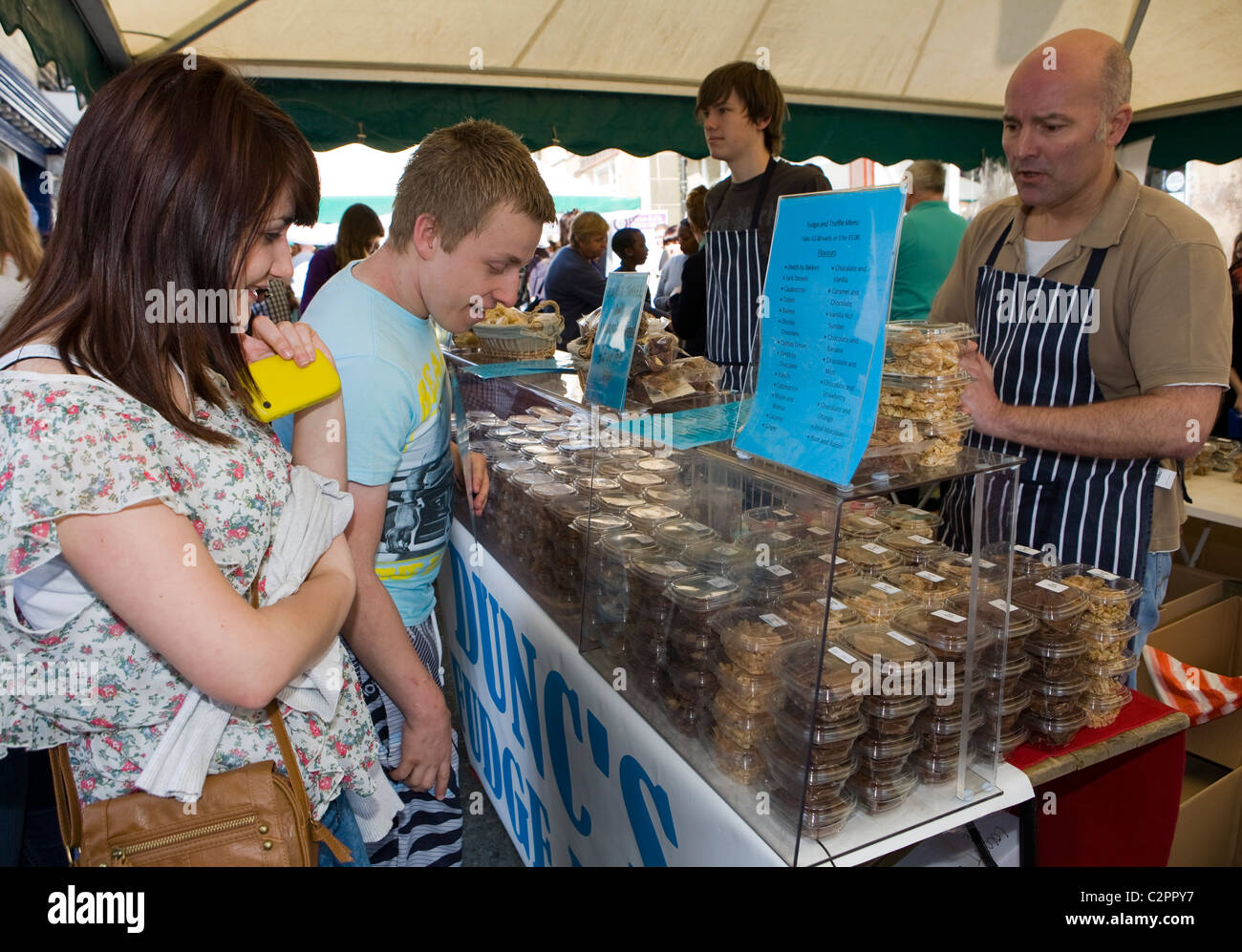 People and Tourists visiting the Ramsbottom Chocolate Festival, April