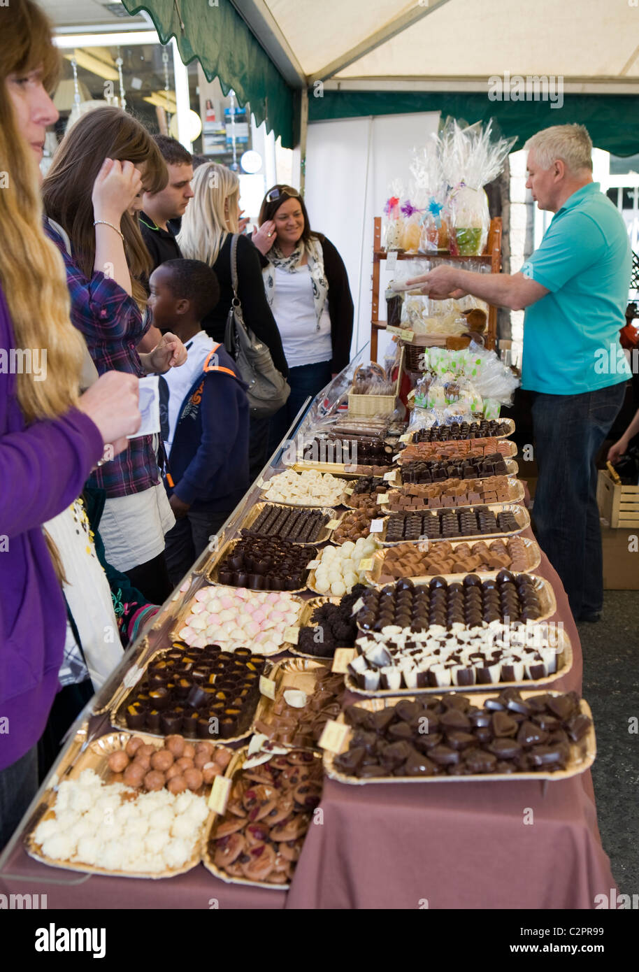 People and Tourists visiting the Ramsbottom Chocolate Festival, April