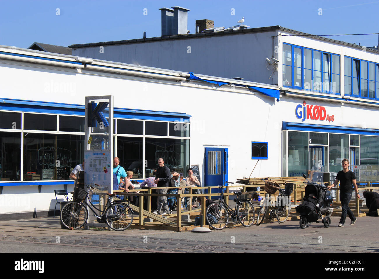 Restaurant with terrace in Meatpacking district (Kødbyen in Danish), Copenhagen, Stock Photo - Alamy
