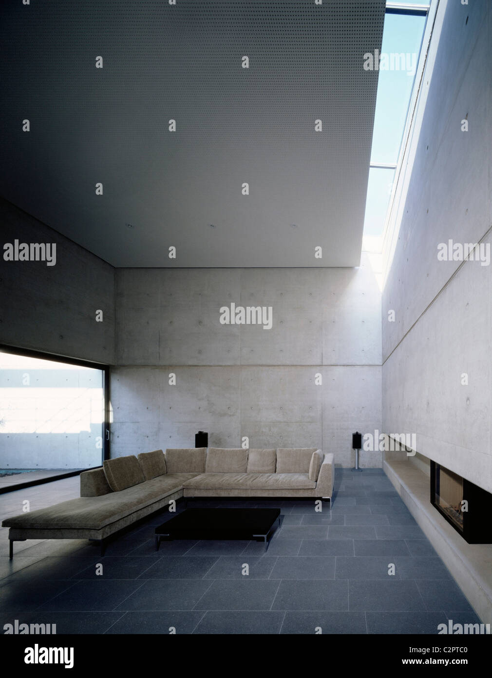 Minimal living room. Architects: Denzer and Ponsgen Stock Photo