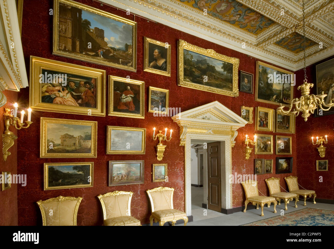 Chiswick House. The Red Velvet Room. 1729 Stock Photo