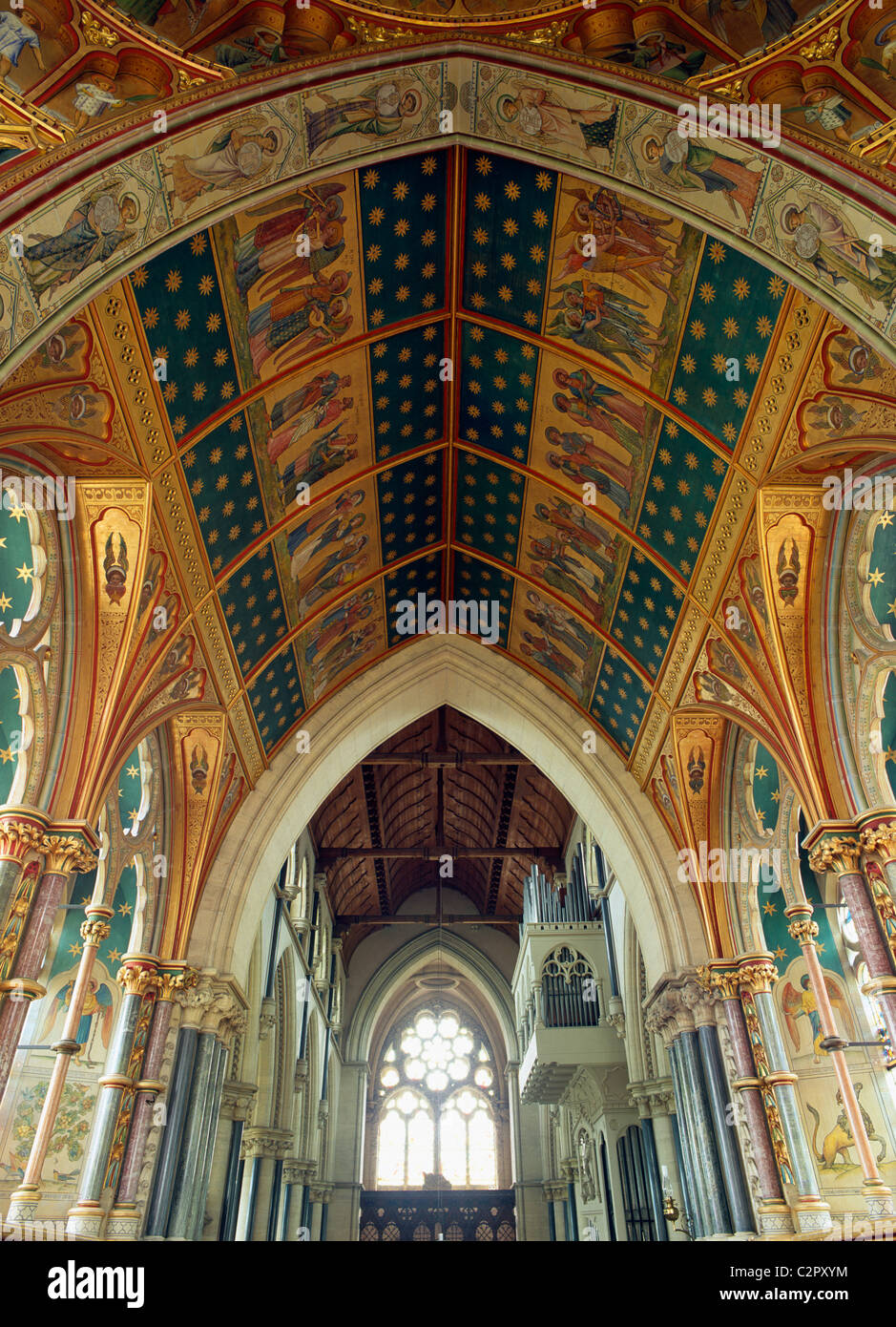 St Mary's Church, Studley Royal. Interior looking west. Stock Photo