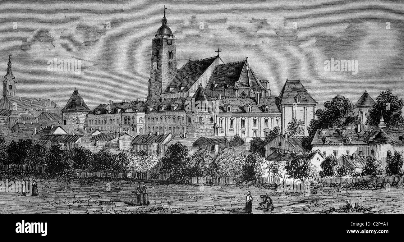 Cathedral and the Cathedral Chapter in Agram, now Zagreb, Croatia, historical illustration, circa 1886 Stock Photo