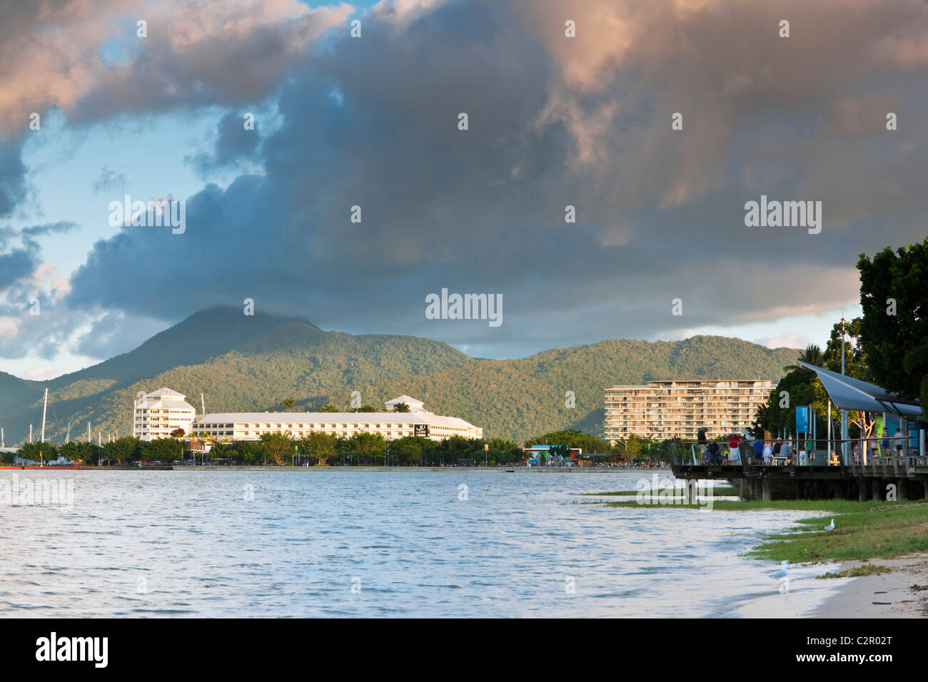 View along Esplanade to The Pier. Cairns, Queensland, Australia Stock Photo