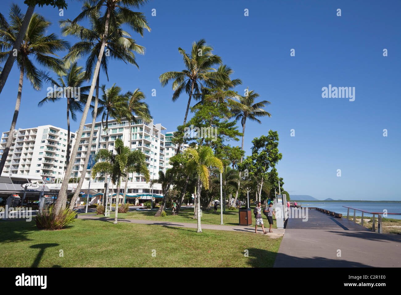 View along the Esplanade. Cairns, Queensland, Australia Stock Photo