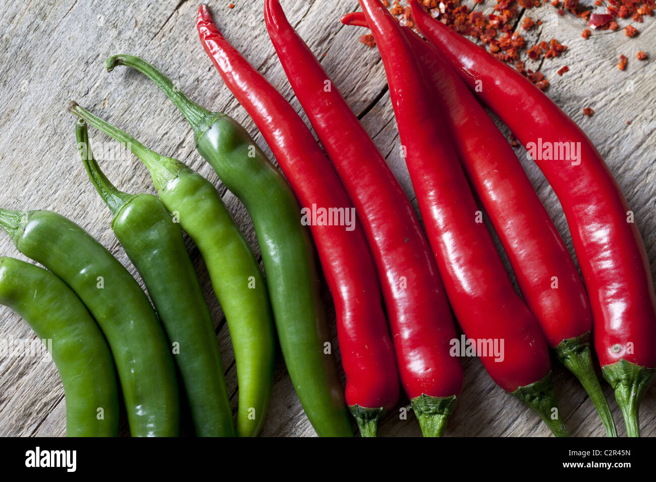 Red and Green Chili Pepper Stock Photo