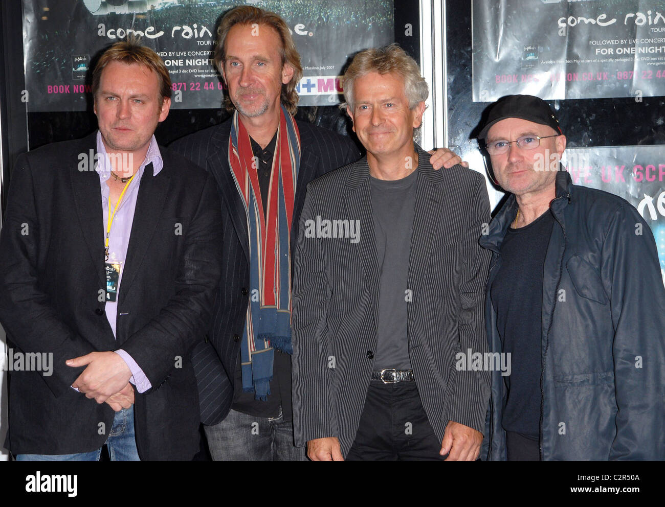 Philip Glenister, Mike Rutherford, Tony Banks and Phil Collins Premiere of  Genesis' concert and documentary DVD 'When in Rome Stock Photo - Alamy