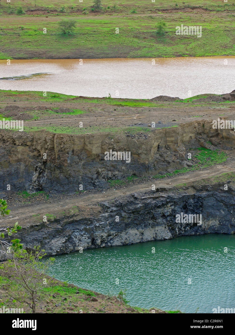 A small water dam at kanifnath, Maharashtra, India Stock Photo